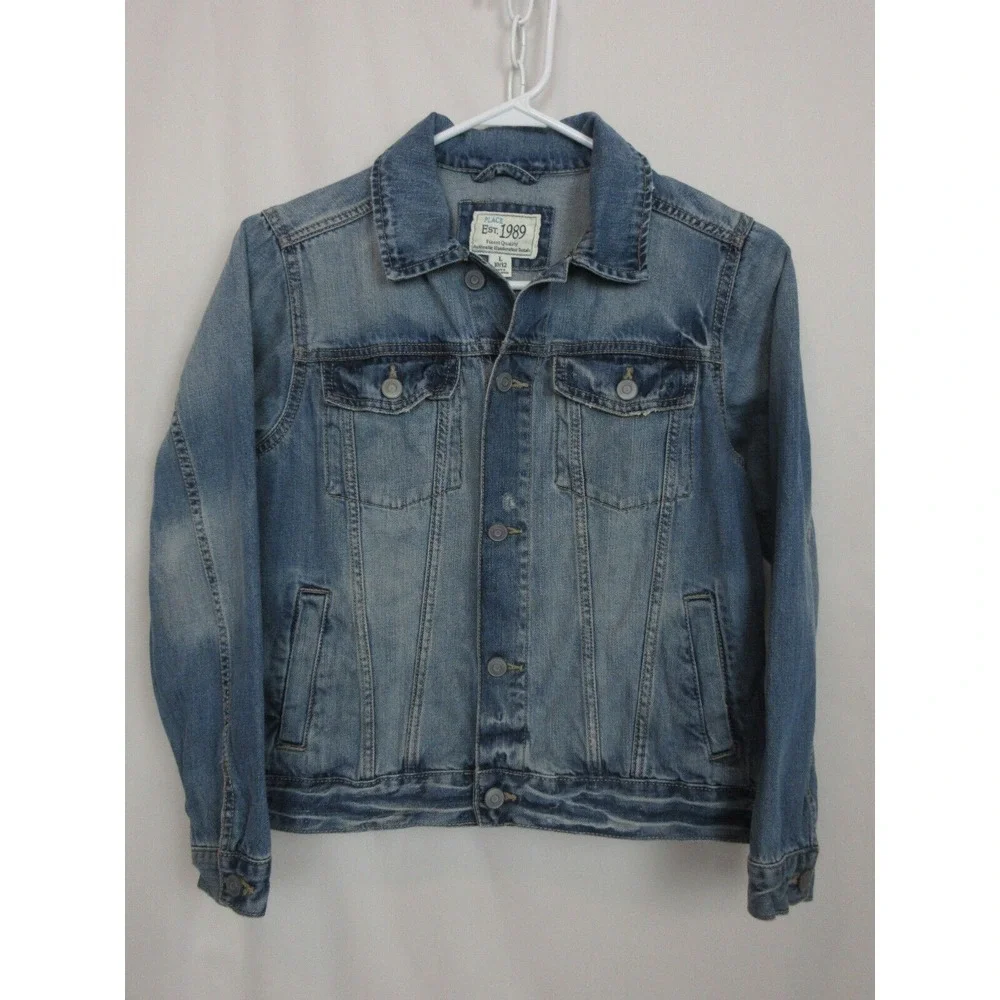 THE CHILDREN'S PLACE Jean Jacket  Large 10-12 Girls  DISTRESSED‎